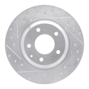 Mazda RX-8 Brake Rotor (1) - Rear Left - R1 Concepts - Drilled & Slotted - Silver - `04-`11